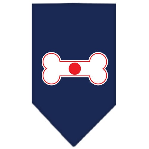 A stylish pet bandana featuring a bone-shaped flag design inspired by Japan, perfect for dogs of all sizes.