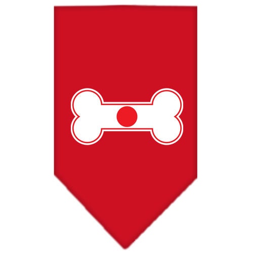 A stylish pet bandana featuring a bone-shaped flag design inspired by Japan, perfect for dogs of all sizes.