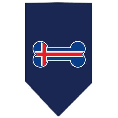 A stylish dog bandana featuring a bone-shaped Iceland flag design, perfect for pets of all sizes.