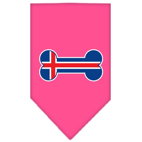 A stylish dog bandana featuring a bone-shaped Iceland flag design, perfect for pets of all sizes.