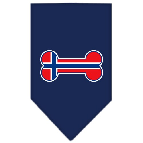 A stylish pet bandana featuring a bone-shaped design of the Norway flag, perfect for dogs of all sizes.