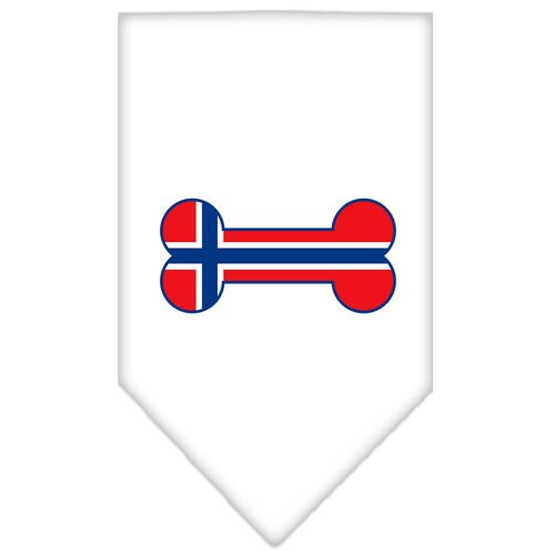 A stylish pet bandana featuring a bone-shaped design of the Norway flag, perfect for dogs of all sizes.