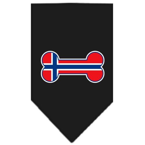 A stylish pet bandana featuring a bone-shaped design of the Norway flag, perfect for dogs of all sizes.