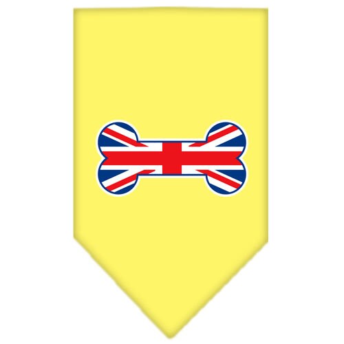 A stylish pet bandana featuring a bone-shaped UK flag design, perfect for dogs of all sizes.