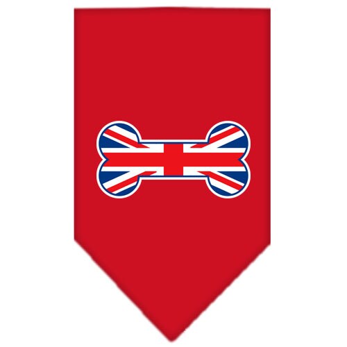 A stylish pet bandana featuring a bone-shaped UK flag design, perfect for dogs of all sizes.
