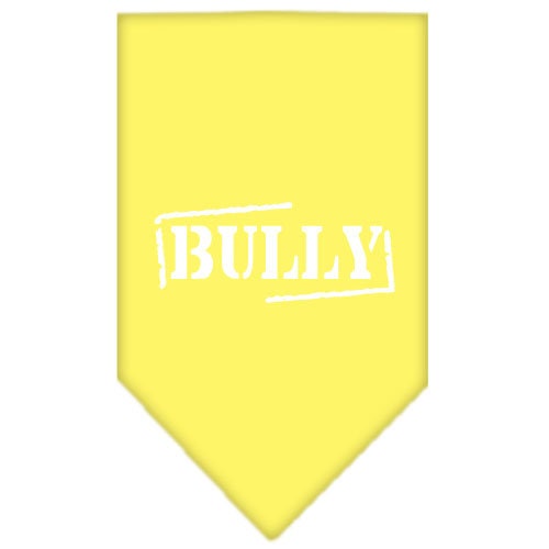 A stylish dog bandana featuring a screen printed 'Bully' design, available in small and large sizes, perfect for any dog breed.