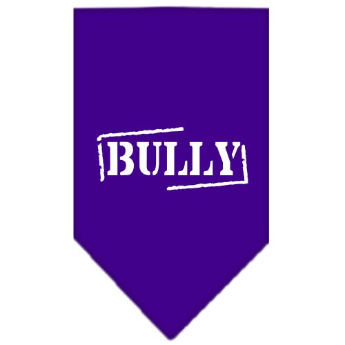 A stylish dog bandana featuring a screen printed 'Bully' design, available in small and large sizes, perfect for any dog breed.