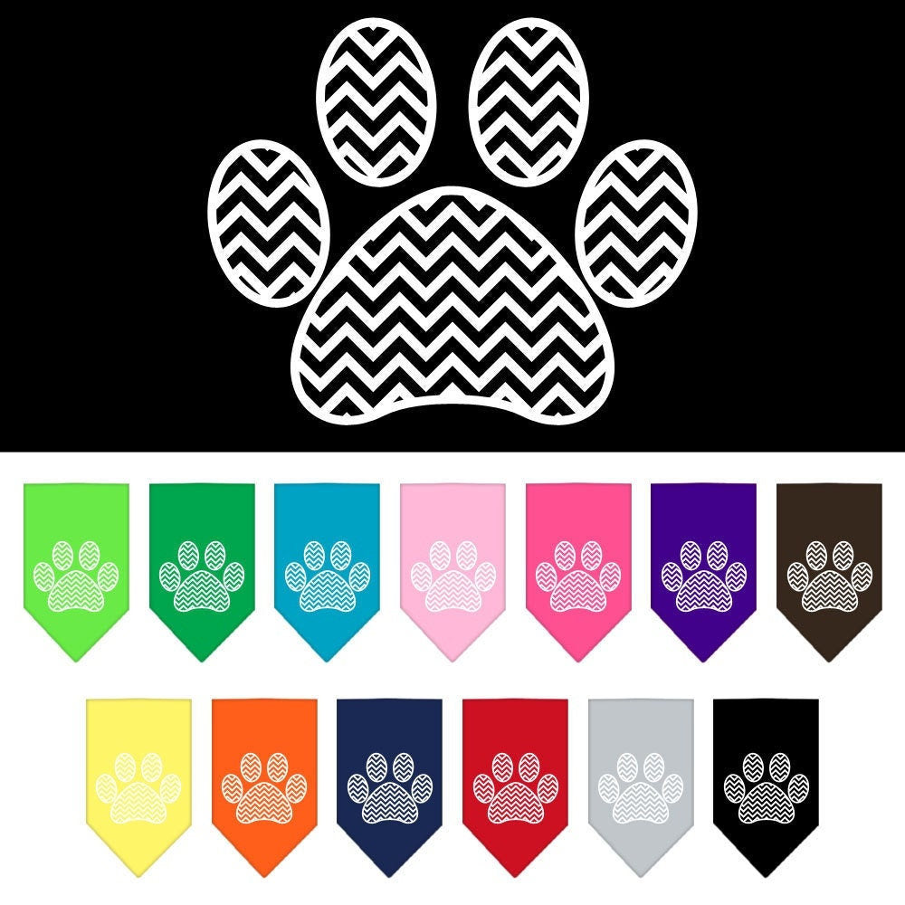 A stylish pet bandana featuring a Chevron Paw design, perfect for dogs of all sizes.