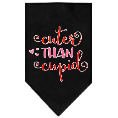 A stylish pet bandana featuring the phrase 'Cuter Than Cupid', designed for dogs of all sizes.