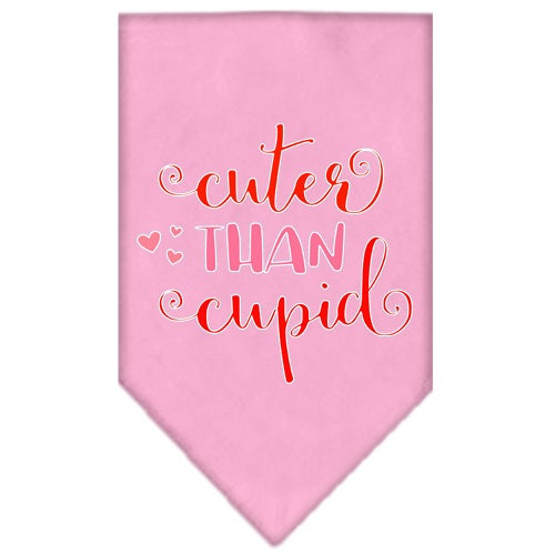 A stylish pet bandana featuring the phrase 'Cuter Than Cupid', designed for dogs of all sizes.