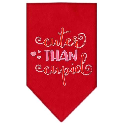 A stylish pet bandana featuring the phrase 'Cuter Than Cupid', designed for dogs of all sizes.