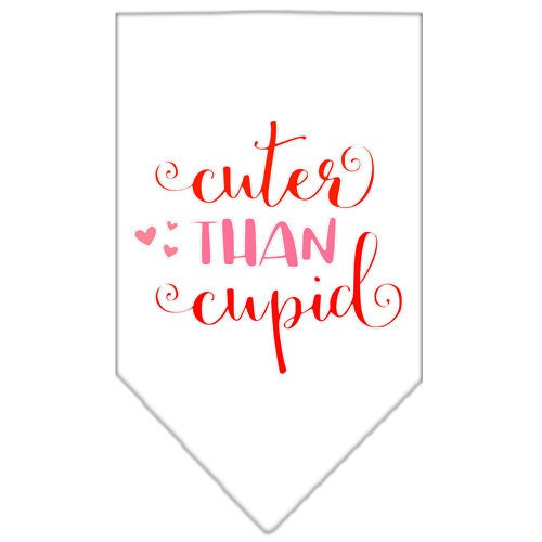 A stylish pet bandana featuring the phrase 'Cuter Than Cupid', designed for dogs of all sizes.