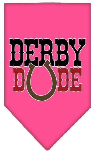 A stylish dog bandana featuring the 'Derby Dude' design, available in small and large sizes, perfect for any dog breed.