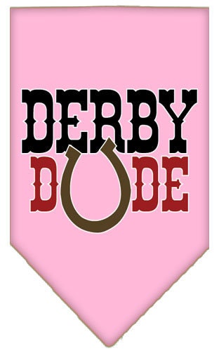 A stylish dog bandana featuring the 'Derby Dude' design, available in small and large sizes, perfect for any dog breed.