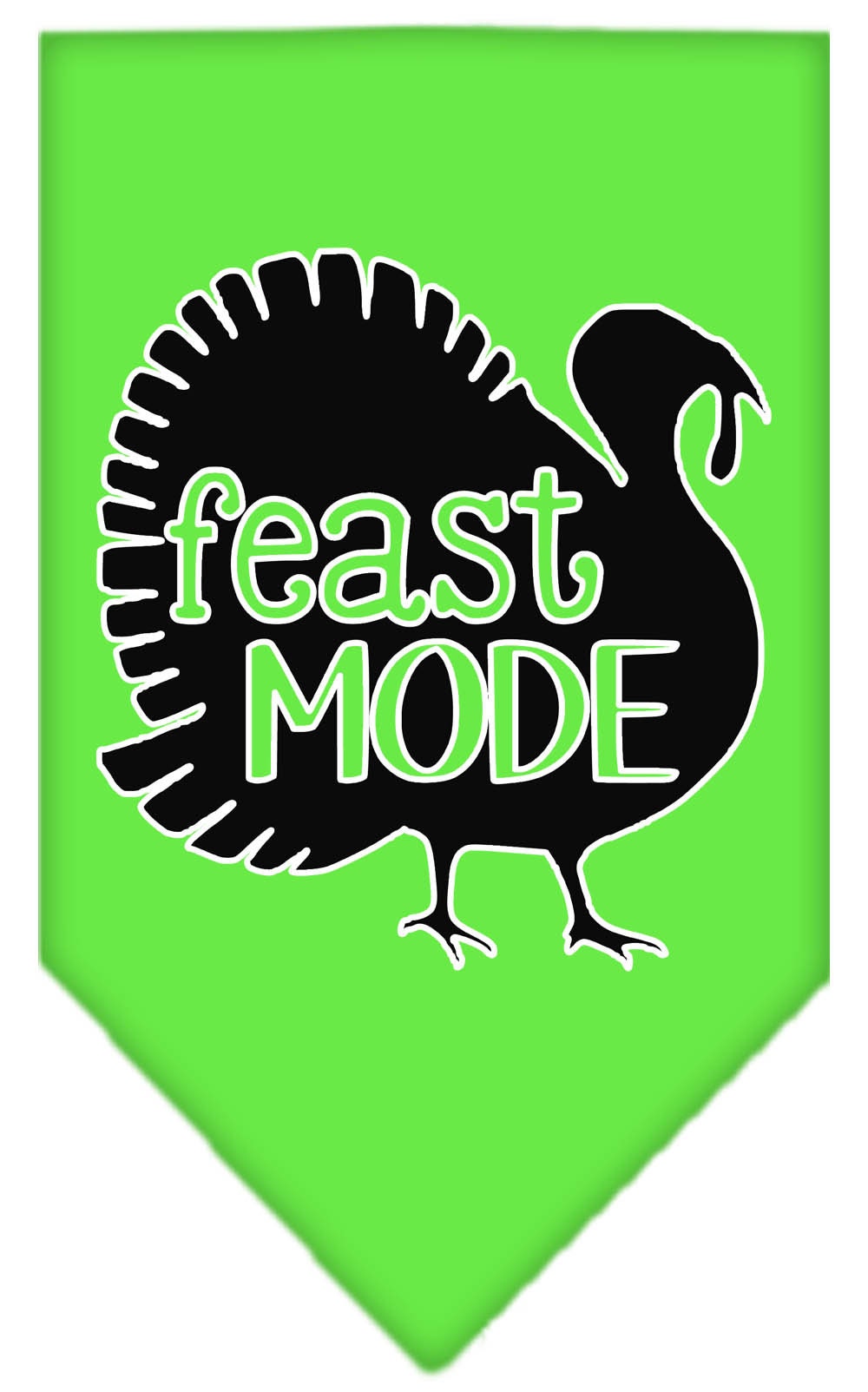 A stylish pet bandana featuring the phrase 'Feast Mode', designed for dogs of all sizes with a tie-on style.