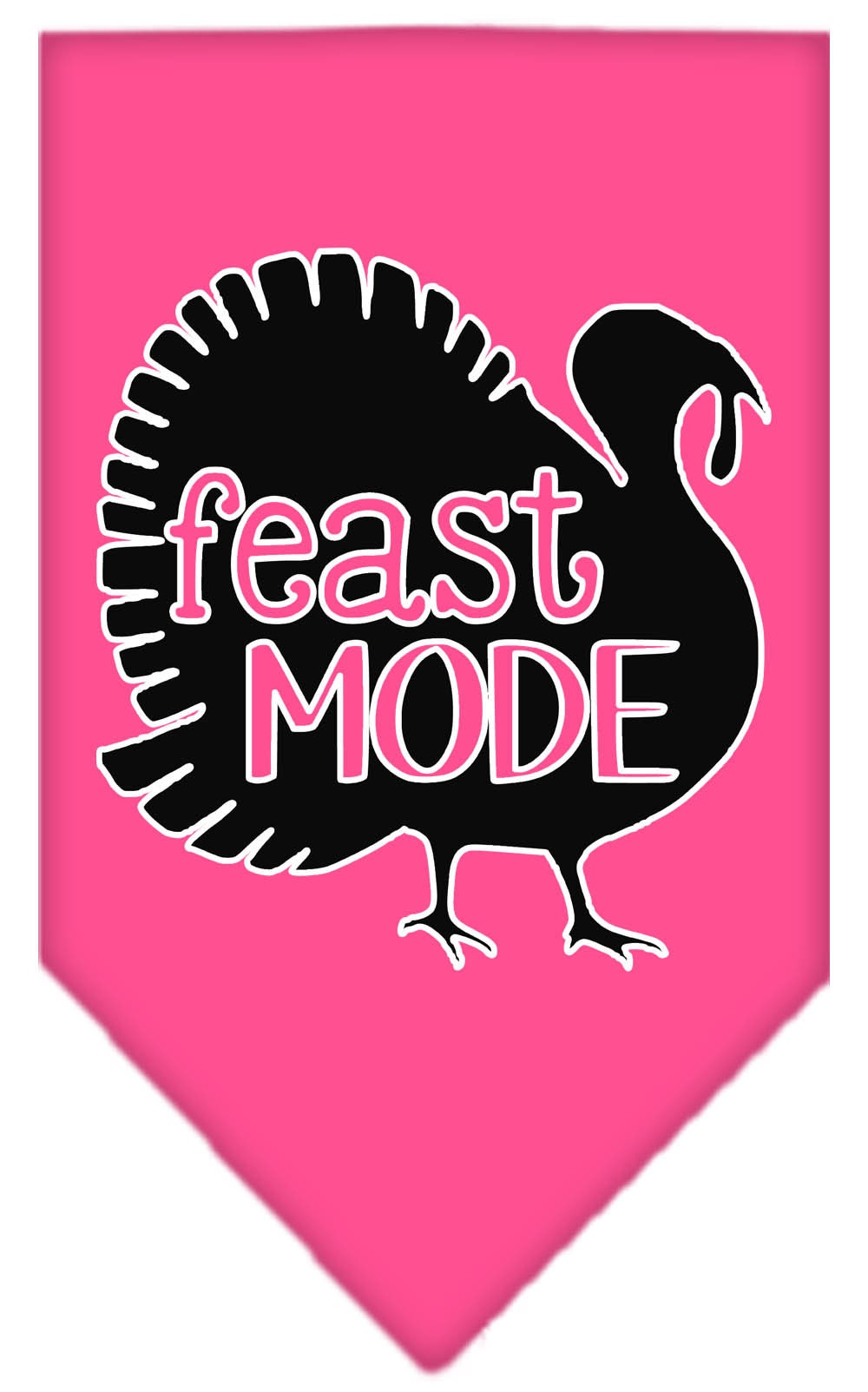 A stylish pet bandana featuring the phrase 'Feast Mode', designed for dogs of all sizes with a tie-on style.