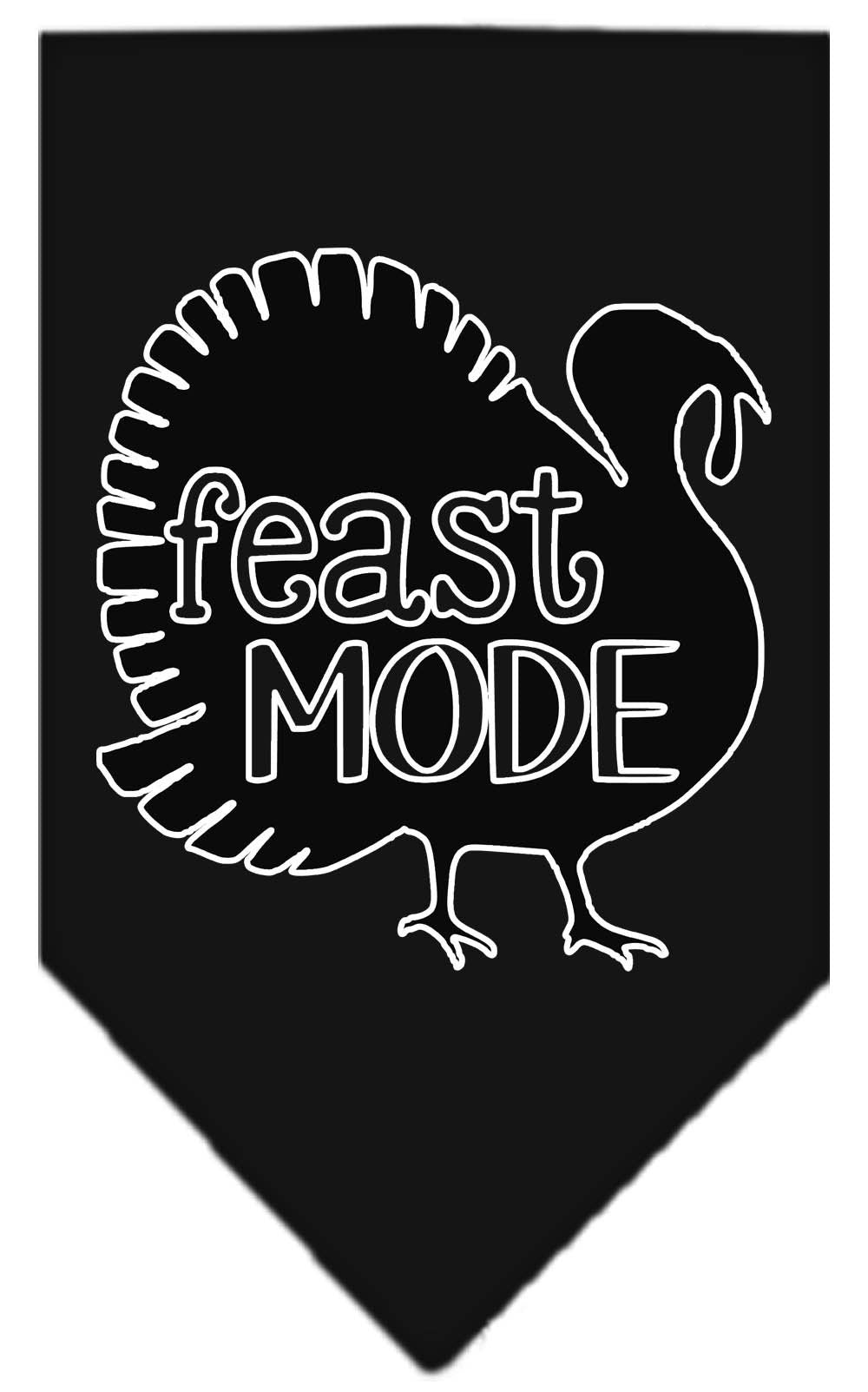 A stylish pet bandana featuring the phrase 'Feast Mode', designed for dogs of all sizes with a tie-on style.
