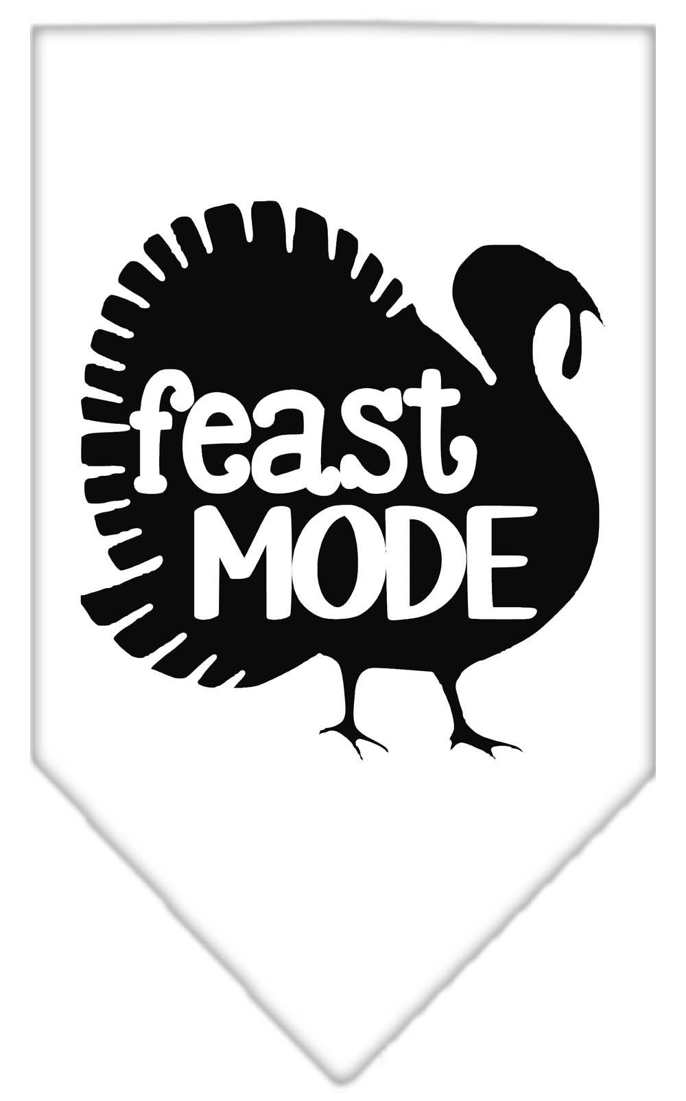 A stylish pet bandana featuring the phrase 'Feast Mode', designed for dogs of all sizes with a tie-on style.