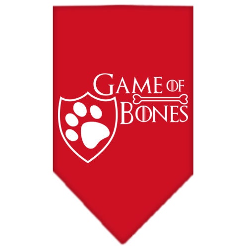 A stylish Game of Bones pet bandana, featuring a fun design, available in small and large sizes, perfect for dogs of all breeds.