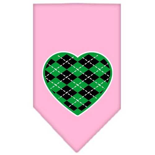 Green Argyle Heart pet bandana, stylish and comfortable for dogs, featuring a unique design and tie-on style.