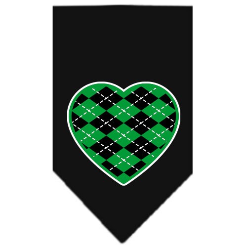 Green Argyle Heart pet bandana, stylish and comfortable for dogs, featuring a unique design and tie-on style.