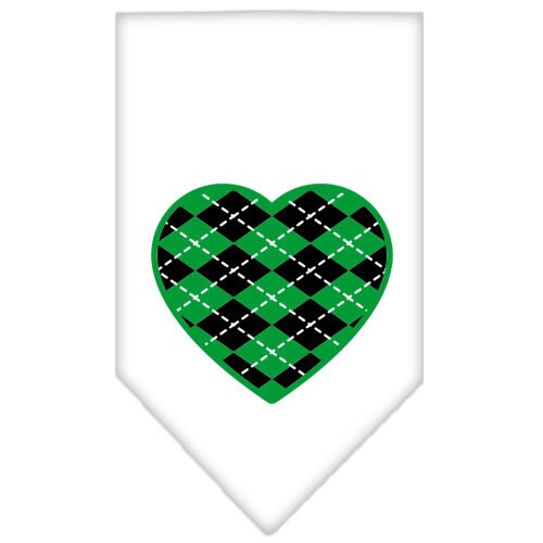 Green Argyle Heart pet bandana, stylish and comfortable for dogs, featuring a unique design and tie-on style.