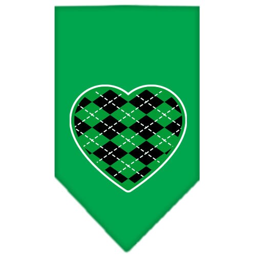 Green Argyle Heart pet bandana, stylish and comfortable for dogs, featuring a unique design and tie-on style.