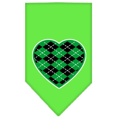 Green Argyle Heart pet bandana, stylish and comfortable for dogs, featuring a unique design and tie-on style.