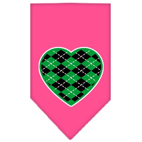 Green Argyle Heart pet bandana, stylish and comfortable for dogs, featuring a unique design and tie-on style.