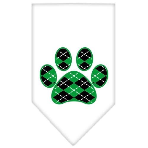 Green Argyle Paw pet bandana, stylish and durable, perfect for dogs of all sizes.