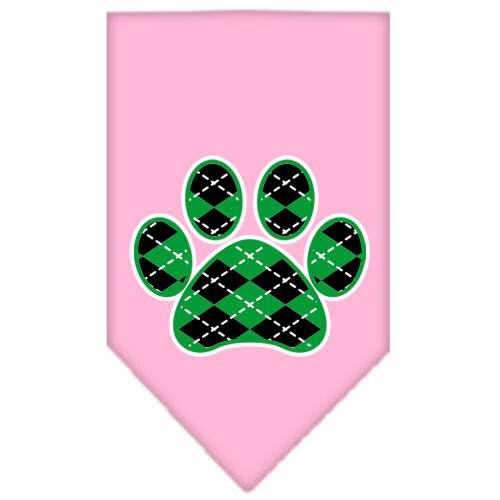 Green Argyle Paw pet bandana, stylish and durable, perfect for dogs of all sizes.
