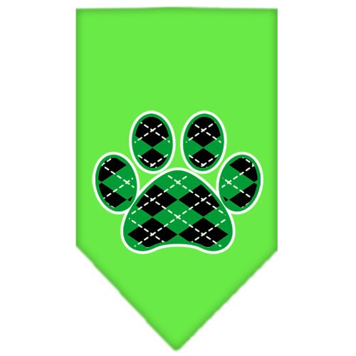 Green Argyle Paw pet bandana, stylish and durable, perfect for dogs of all sizes.