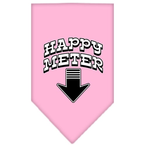 A colorful dog bandana featuring the screen-printed design 'Happy Meter', showcasing a playful and stylish accessory for pets.