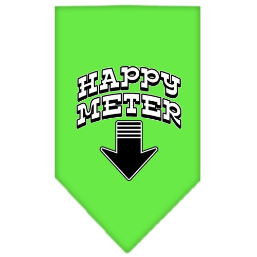 A colorful dog bandana featuring the screen-printed design 'Happy Meter', showcasing a playful and stylish accessory for pets.