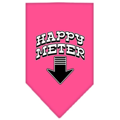 A colorful dog bandana featuring the screen-printed design 'Happy Meter', showcasing a playful and stylish accessory for pets.