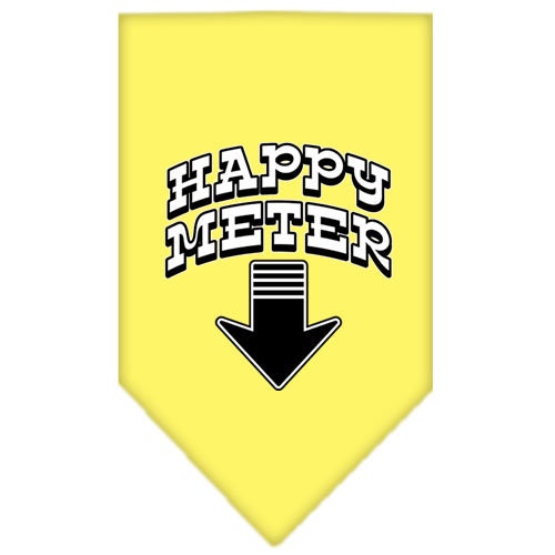 A colorful dog bandana featuring the screen-printed design 'Happy Meter', showcasing a playful and stylish accessory for pets.