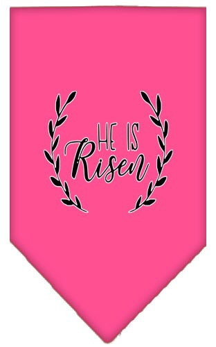 A stylish dog bandana featuring the phrase 'He Is Risen', perfect for Easter celebrations, available in small and large sizes.