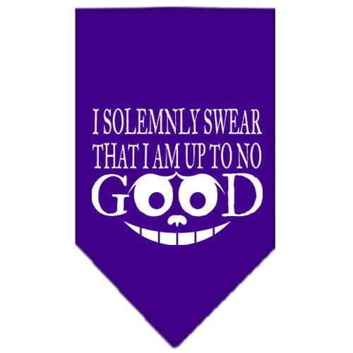 A stylish dog bandana featuring the phrase 'I Solemnly Swear That I Am Up To No Good', designed for tie-on use.