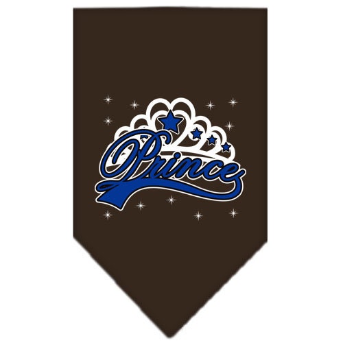 A stylish pet bandana featuring the phrase 'I'm A Prince', designed for dogs, available in small and large sizes, with a tie-on design.