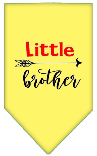 A stylish pet bandana featuring the phrase 'Little Brother', designed for dogs, available in small and large sizes.