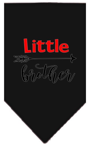 A stylish pet bandana featuring the phrase 'Little Brother', designed for dogs, available in small and large sizes.
