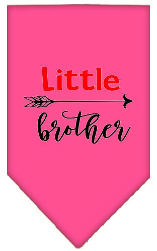 A stylish pet bandana featuring the phrase 'Little Brother', designed for dogs, available in small and large sizes.