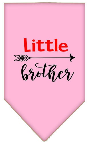 A stylish pet bandana featuring the phrase 'Little Brother', designed for dogs, available in small and large sizes.