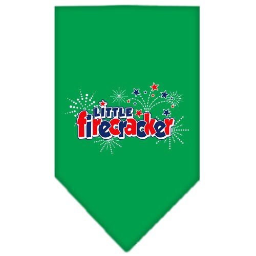 A vibrant 'Little Firecracker' pet bandana, featuring a colorful screen printed design, perfect for dogs of all sizes.
