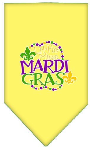 A colorful dog bandana featuring a festive Mardi Gras design, perfect for pets celebrating the occasion.