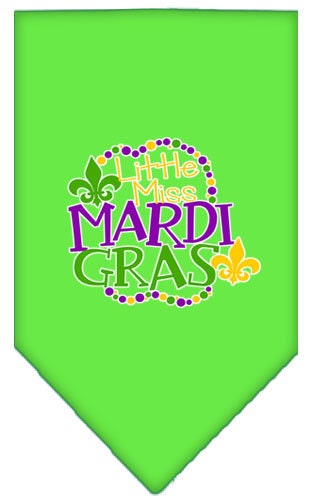 A colorful dog bandana featuring a festive Mardi Gras design, perfect for pets celebrating the occasion.