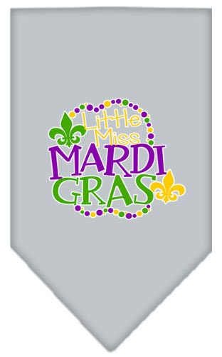 A colorful dog bandana featuring a festive Mardi Gras design, perfect for pets celebrating the occasion.