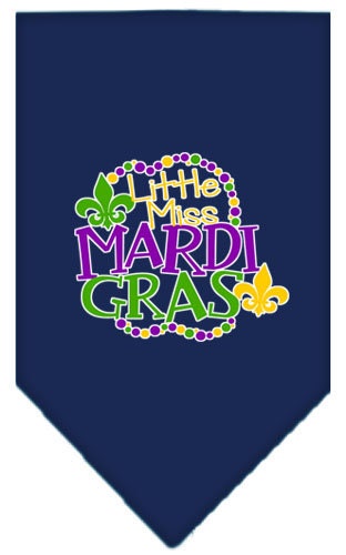 A colorful dog bandana featuring a festive Mardi Gras design, perfect for pets celebrating the occasion.