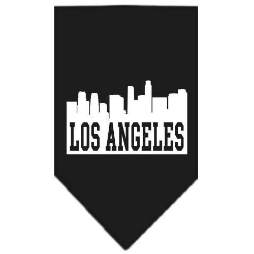 A stylish dog bandana featuring a screen printed Los Angeles skyline design, perfect for pets.