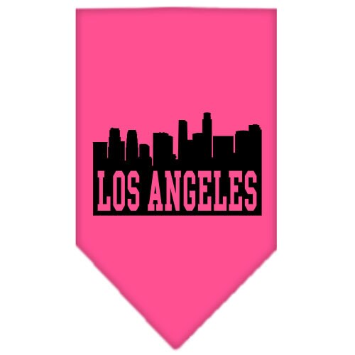 A stylish dog bandana featuring a screen printed Los Angeles skyline design, perfect for pets.